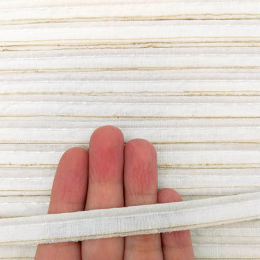 3 Yards, 5mm Flanged Insertion Piping on 10mm Band, White Fabric Trim